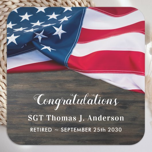 Patriottische pensionering Amerikaanse vlag Vierkante Sticker