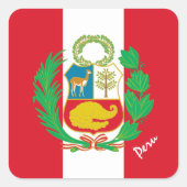 Patriottische Peru & Peruaanse vlag, vakantie/spor Vierkante Sticker (Voorkant)