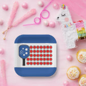 Patriottische Pickleball Rood Wit Blauw Amerikaans Papieren Bordje (Feest)
