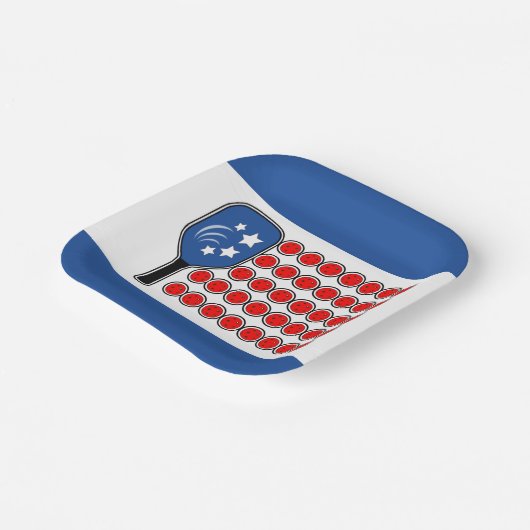 Patriottische Pickleball Rood Wit Blauw Amerikaans Papieren Bordje (Gebogen)