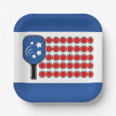 Patriottische Pickleball Rood Wit Blauw Amerikaans Papieren Bordje (Voorkant)