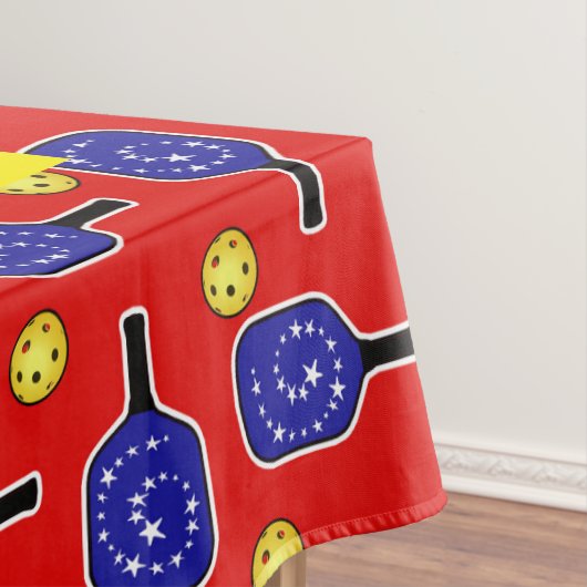 Patriottische Pickleball Rood Wit Blauw Amerikaans Tafelkleed (Voorbeeld)