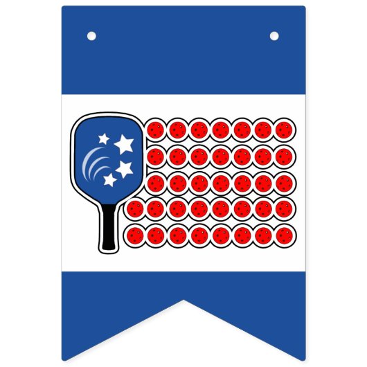 Patriottische Pickleball Rood Wit Blauw Amerikaans Vlaggetjes (Eerste vlag)