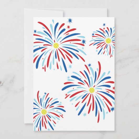 Patriottische Pickleball & Vuurwerk 4 juli Feest Kaart (Achterkant)