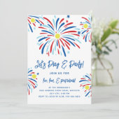 Patriottische Pickleball & Vuurwerk 4 juli Feest Kaart (Staand voorkant)