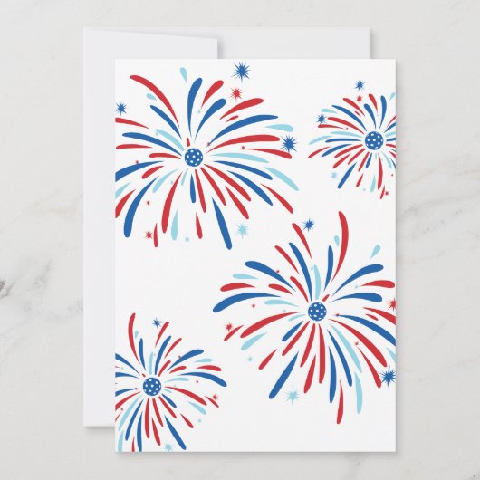 Patriottische Pickleball & Vuurwerk 4 juli Feest Kaart (Achterkant)