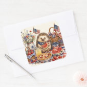 Patriottische Picknick Egel Watercolorontwerp Vierkante Sticker (Envelop)