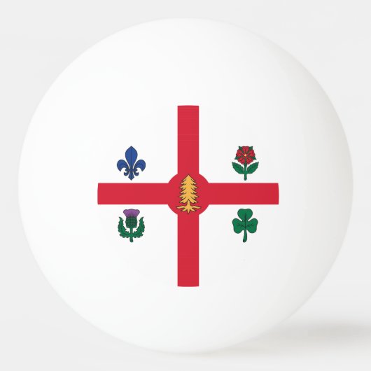 Patriottische pingpongbal met vlag van Montreal (Voorkant)