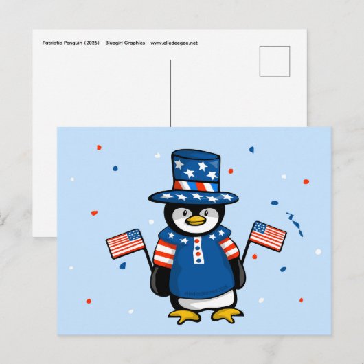 Patriottische Pinguïn Briefkaart (Voorkant / Achterkant)