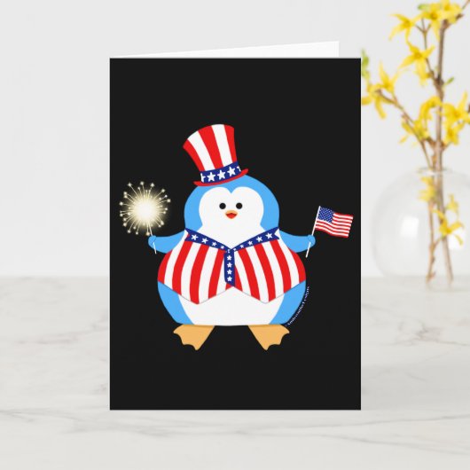 Patriottische Pinguïn Kaart (Gele Bloem)