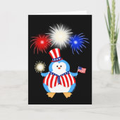 Patriottische Pinguïn met Vuurwerk Kaart (Voorkant)