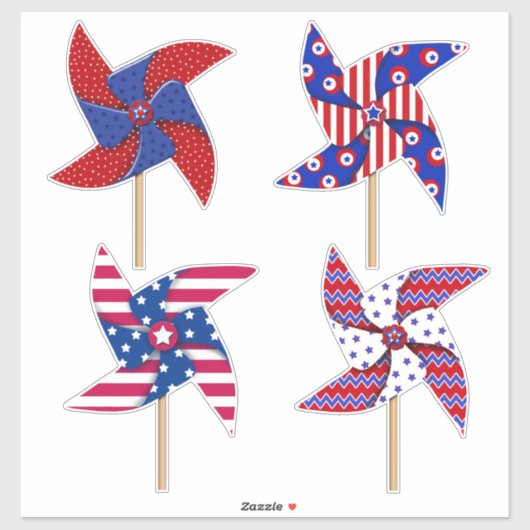 Patriottische pinwielen 14 x 14 vel sticker (Vel)