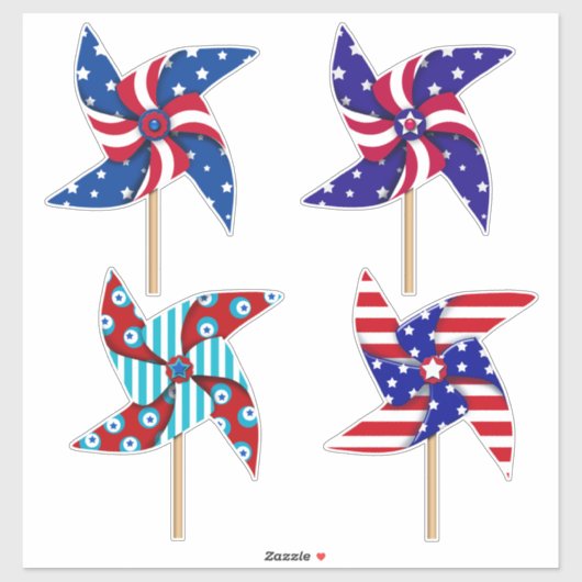 Patriottische pinwielen, 4 juli 14 x 14 vel sticker (Vel)