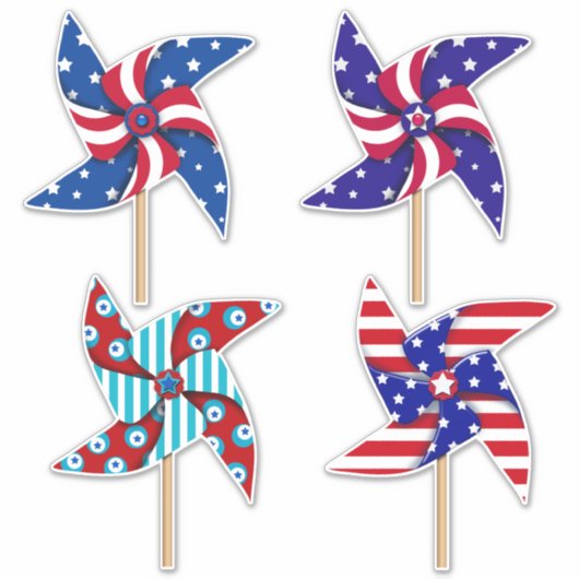 Patriottische pinwielen, 4 juli 14 x 14 vel sticker (Voorkant)