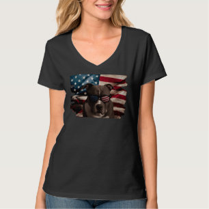 Patriottische Pit Bull Terrier Amerikaanse vlag 4e T-shirt