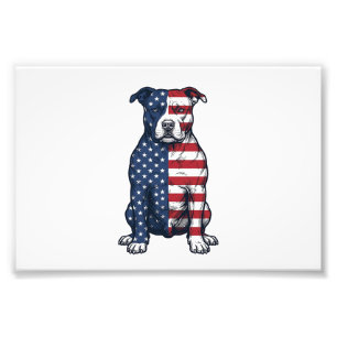 Patriottische Pit Bull Vintage Gravure Vector Desi Foto Afdruk