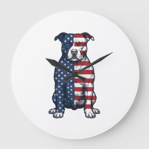 Patriottische Pit Bull Vintage Gravure Vector Desi Grote Klok