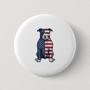 Patriottische Pit Bull Vintage Gravure Vector Ontw Ronde Button 5,7 Cm
