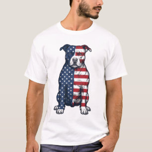 Patriottische Pit Bull Vintage Gravure Vector Ontw T-shirt