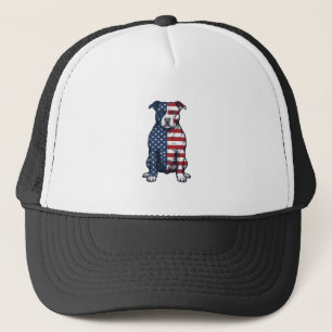 Patriottische Pit Bull Vintage Gravure Vector Ontw Trucker Pet
