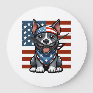 Patriottische Pitbull Amerikaanse Vlag 4 juli BBQ Grote Klok