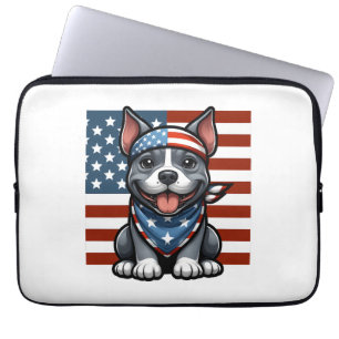 Patriottische Pitbull Amerikaanse vlag 4 juli BBQ Laptop Sleeve