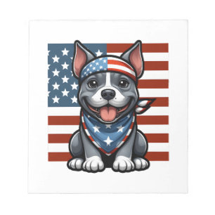 Patriottische Pitbull Amerikaanse Vlag 4 juli BBQ Notitieblok