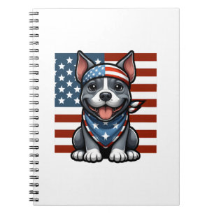 Patriottische Pitbull Amerikaanse Vlag 4 juli BBQ Notitieboek