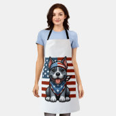 Patriottische Pitbull Amerikaanse Vlag 4 juli BBQ Schort (Gedragen)