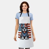 Patriottische Pitbull Amerikaanse vlag 4 juli BBQ Schort (Gedragen)