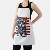 Patriottische Pitbull Amerikaanse vlag 4 juli BBQ Schort (Insitu)