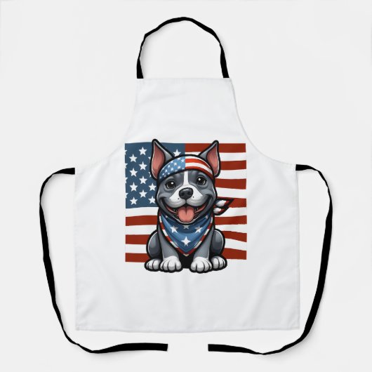 Patriottische Pitbull Amerikaanse vlag 4 juli BBQ Schort (Voorkant)