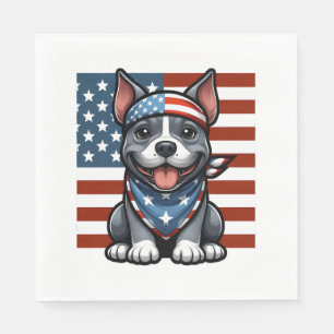 Patriottische Pitbull Amerikaanse vlag 4 juli BBQ Servet