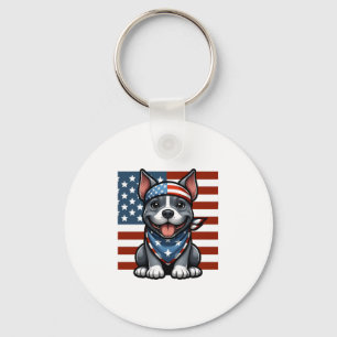 Patriottische Pitbull Amerikaanse Vlag 4 juli BBQ Sleutelhanger