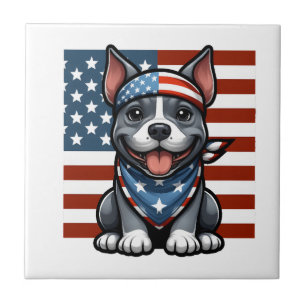 Patriottische Pitbull Amerikaanse Vlag 4 juli BBQ Tegeltje