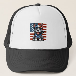 Patriottische Pitbull Amerikaanse Vlag 4 juli BBQ Trucker Pet