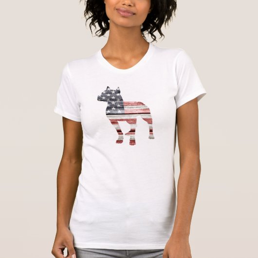 Patriottische Pitbull, Amerikaanse vlag T-shirt (Voorkant)