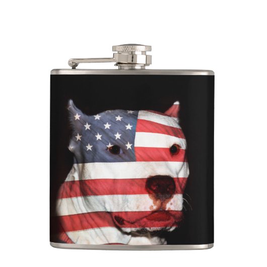 Patriottische pitbull heupfles (Voorkant)