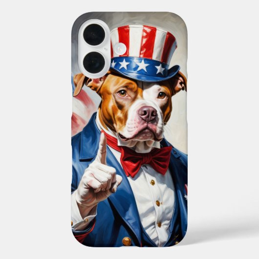 Patriottische Pitbull-hond in Uncle Sam-pose Case-Mate iPhone Case (Achterkant)