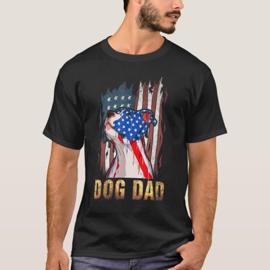 Patriottische Pitbull Papa 4 van juli Amerikaanse  T-shirt (Voorkant)