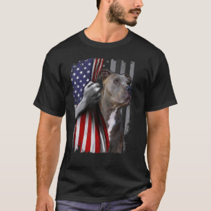 Patriottische Pitbull Vintage Amerikaanse Vlag Hon T-shirt