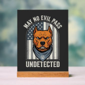Patriottische Pitbull Waakhond Acryl Bord (Neutraal)