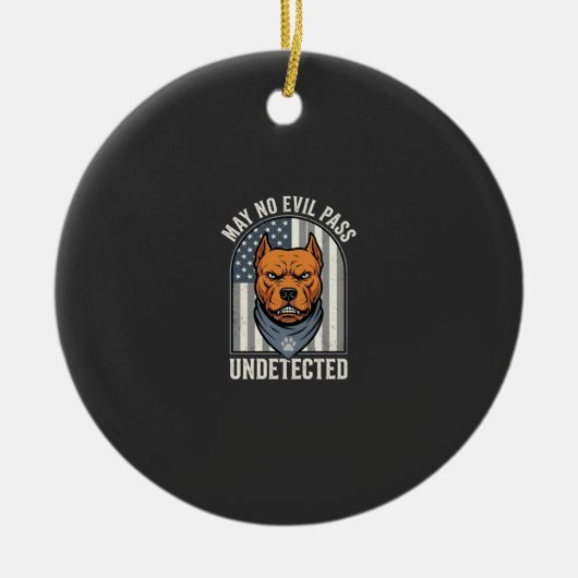 Patriottische Pitbull Waakhond Keramisch Ornament (Voorkant)
