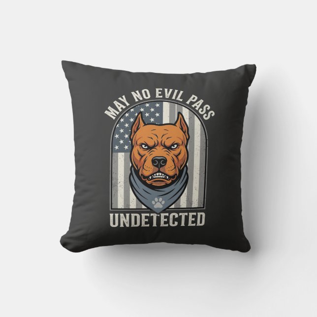 Patriottische Pitbull Waakhond Kussen (Voorkant)
