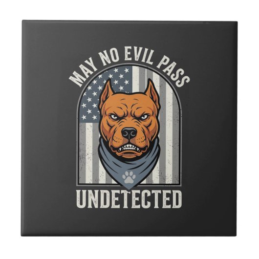Patriottische Pitbull Waakhond Tegeltje (Voorkant)