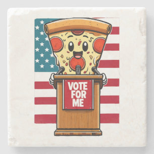 patriottische pizza stem op mij stenen onderzetter