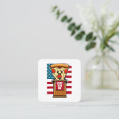 Patriottische pizza stem op mij vierkante visitekaartje (Staand voorkant)