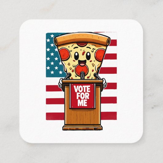 Patriottische pizza stem op mij vierkante visitekaartje (Achterkant)