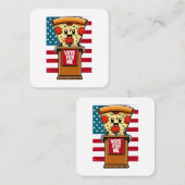 Patriottische pizza stem op mij vierkante visitekaartje (Voorkant / Achterkant)