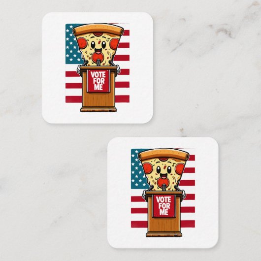 Patriottische pizza stem op mij vierkante visitekaartje (Voorkant / Achterkant)